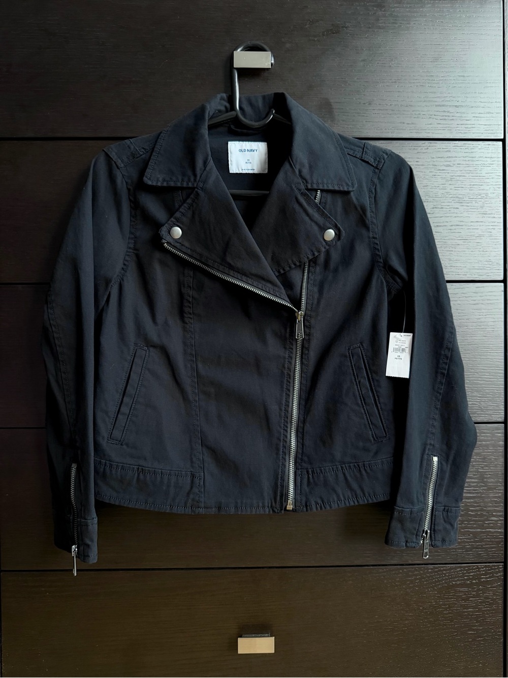 Old Navy Black Zip Moto Jacket - XS petite